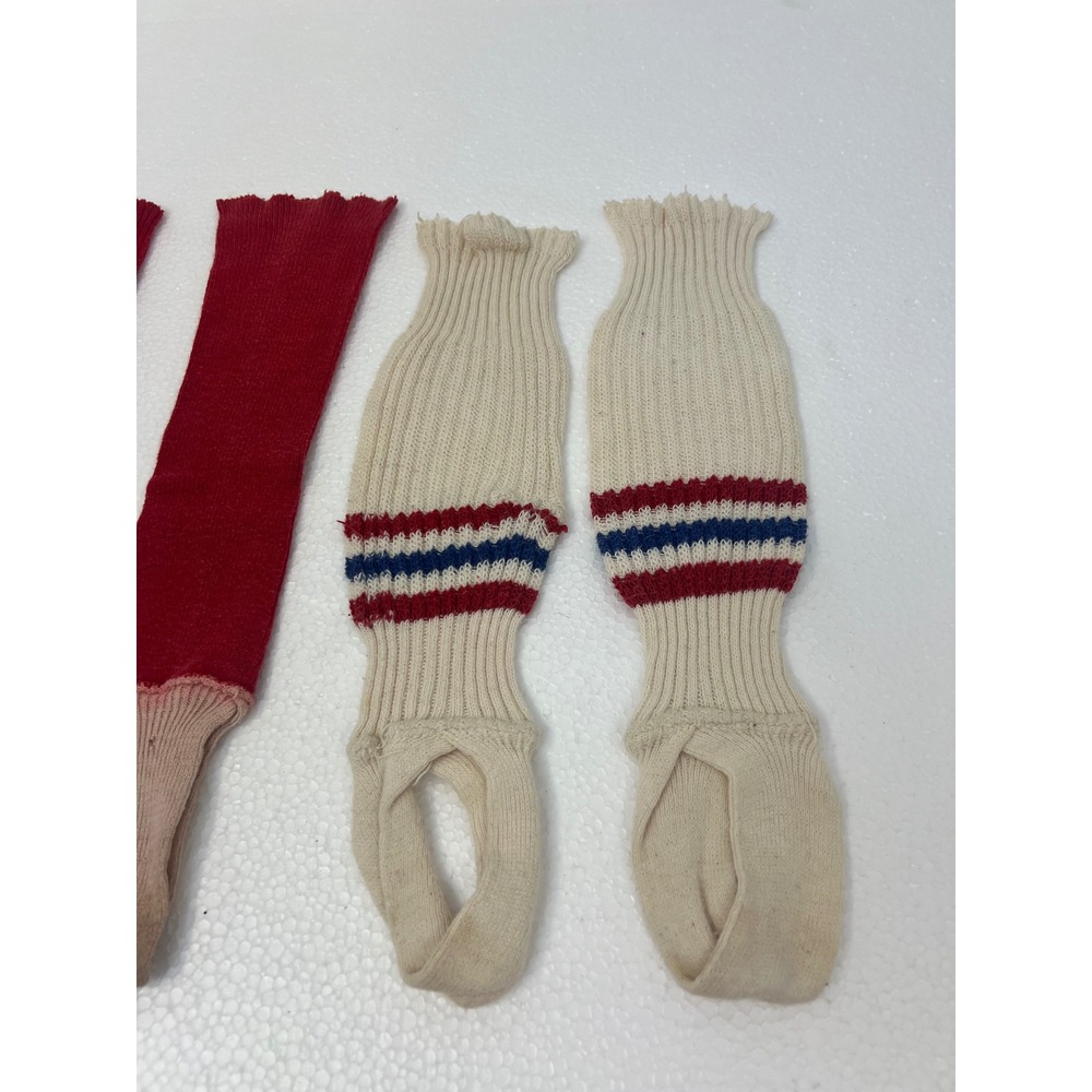 Vintage Baseball Stirrup Socks Lot Red White Striped Retro Athletic Tube High - Picture 9 of 11